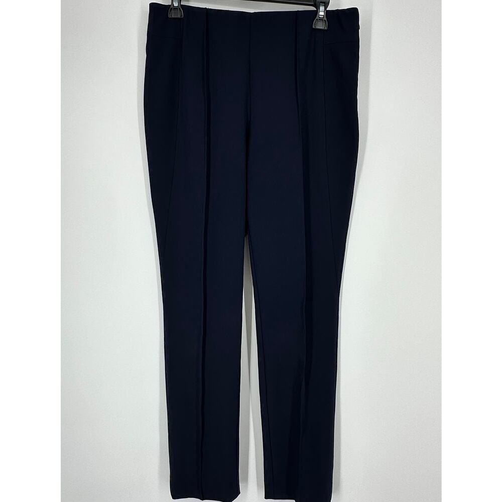 Antonio Melani Navy Seamed Leg Knit Trousers 8 Side Zip Office Sleek Career